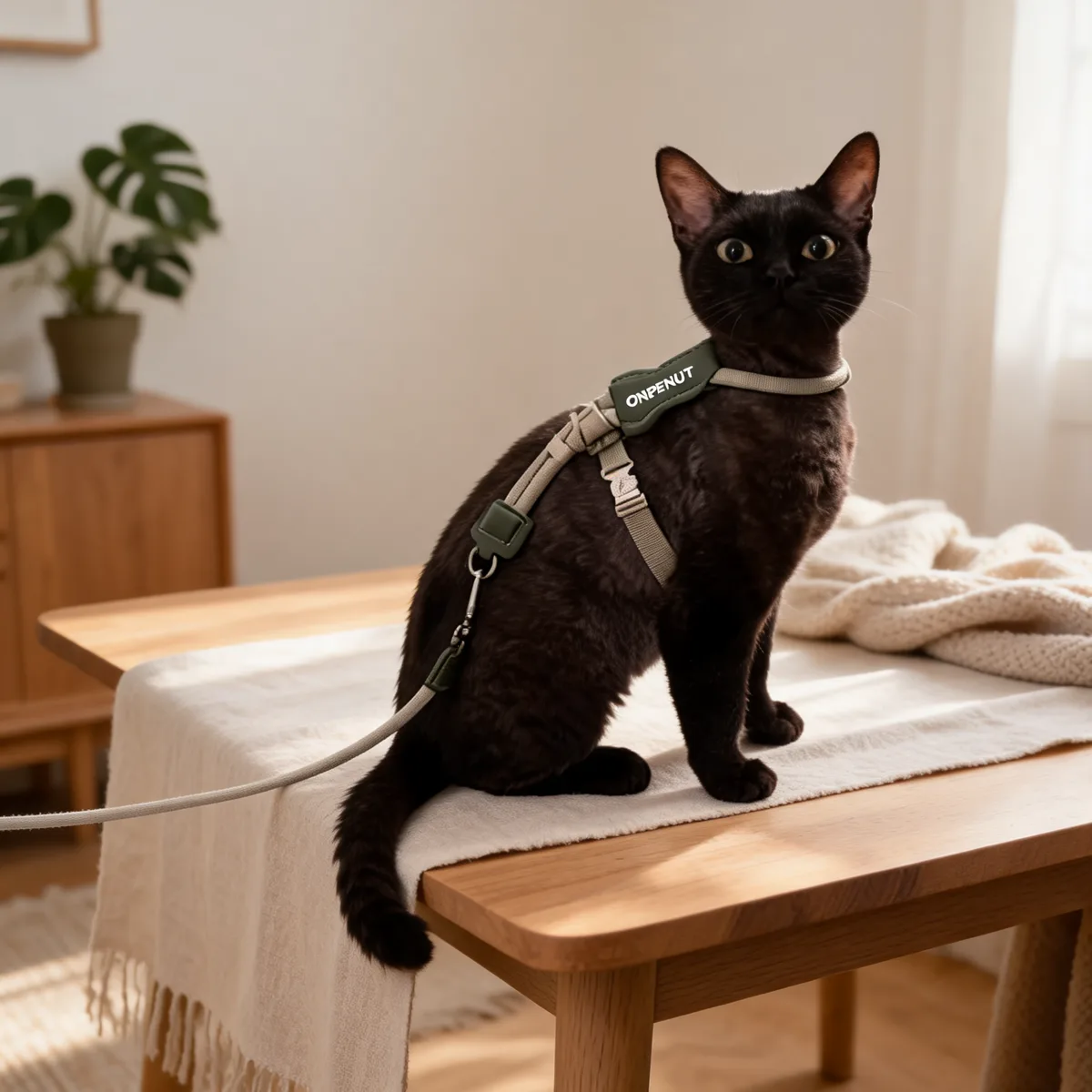 Leather Rope Cat Harness & Leash Set